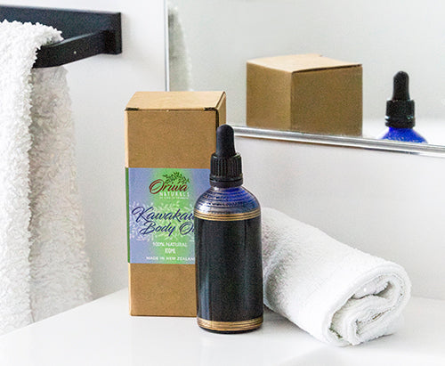 Kawakawa Body Oil in Limited Edition Hand-Painted Blue Bottle